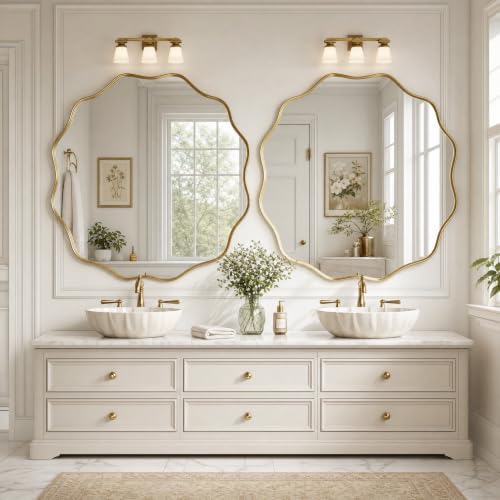 Gold Scalloped Circle Mirror 36" Wavy Edge Round Wall Mirror - Image 4