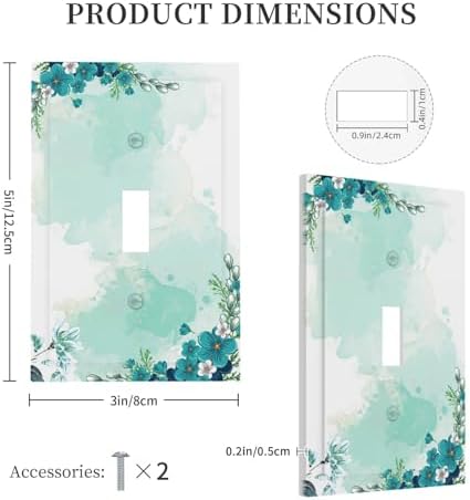 Decorative Light Switch Cover Blue Green Flowers Light Green Watercolor - Image 5