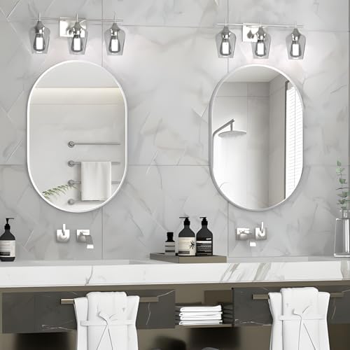 Oval Bathroom Mirror Wall Vanity Oval Mirrors, 2 Pieces 20"x30" Silver Bathroom - Image 6