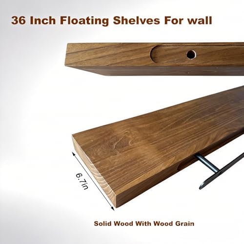 ROGMARS 36 Inches Long Walnut Floating Shelves - Image 2