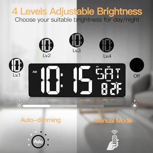 XREXS 17.2" Digital Wall Clock Bluetooth Sync Time - Image 5