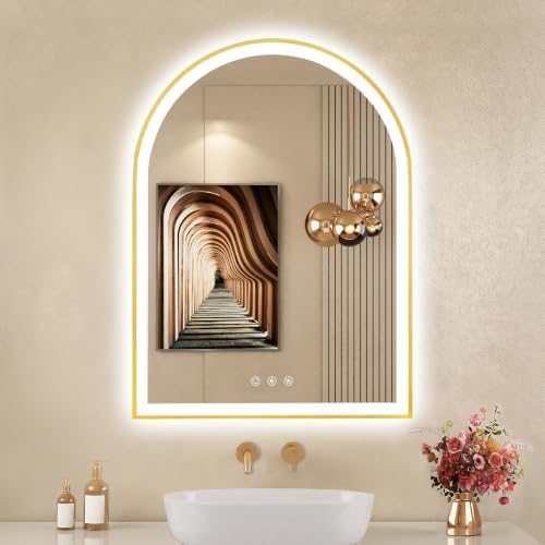24"x32" Arched LED Lighted Bathroom Mirror by OUMUSUMIRROR
