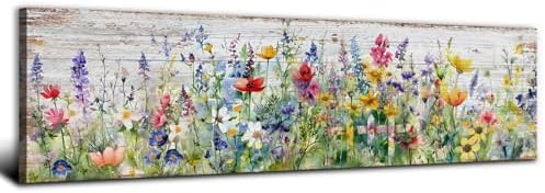 Rustic Wildflower Wall Art Colorful Farmhouse Floral Scenery Picture Decor by AREBOLOLLC