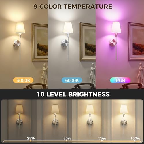 Battery Operated Wall Sconce: Set of 2 Wireless Wall Light 12000mAh - Image 4