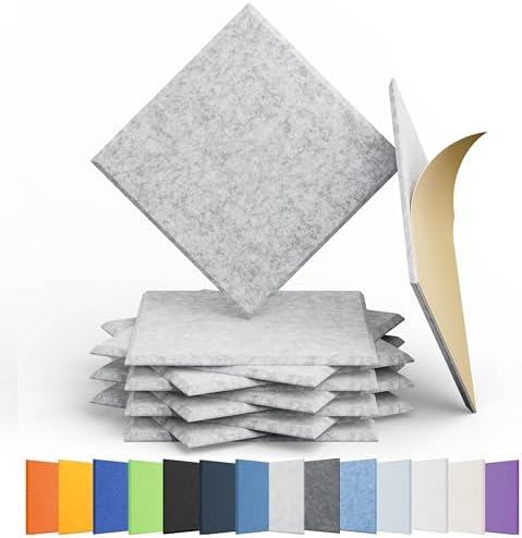 12 Pack Square Acoustic Panels Self Adhesive Sound Proof Foam by Amantech