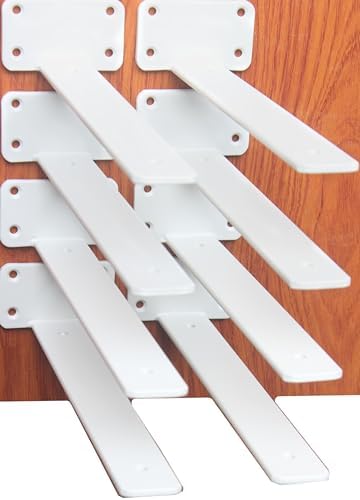 8 Pack - 11 inch White Hidden L Shelf Bracket Iron Floating Shelf Brackets by MHMYDZ