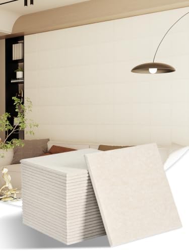 AKUMAX 24 Pack Acoustic Wall Panels, 11.8 x 11.8 x 0.4 in Peel-and-Stick PET by AKUMAXWOODWALLPANELS