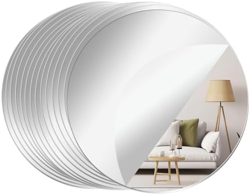14 Pack Acrylic Round Mirrors, 10 inch Circle Mirror Tiles Self Adhesive Mirror by CEUQIESO