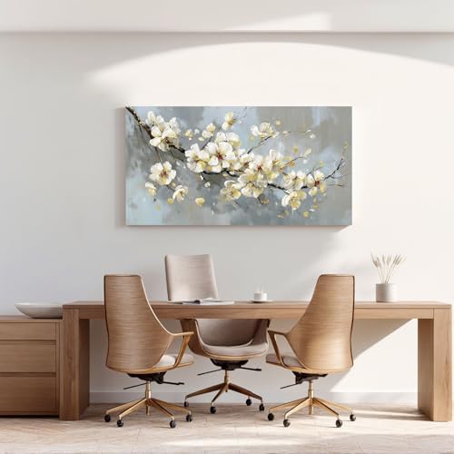 YISXINOAG Beige Flower Floral Wall Art Modern Painting Canvas Print 20"X40" - Image 4
