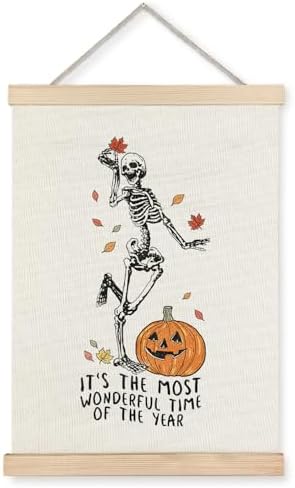 Supwhd Funny Halloween Skeleton Pumpkin Wall Art by Homedecoration