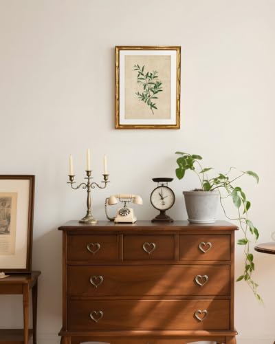 InSimSea Gold Bamboo Framed Wall Art, Vintage Olive Botanical Prints - Image 2