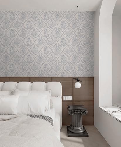 Kitico Peel and Stick Wallpaper Vintage Boho Wallpaper Blue and Beige Contact - Image 2