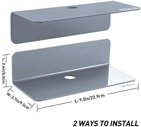 OAPRIRE Acrylic Floating Wall Shelves Gray, No Drill, 9 Inch 2 Pack - Image 3