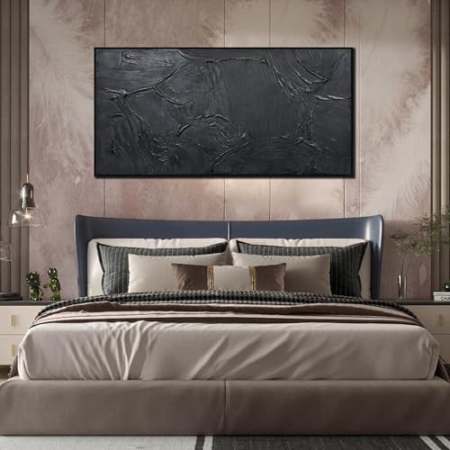 HUBOSKN Black Abstract Hand Painted Wall Art - Image 6