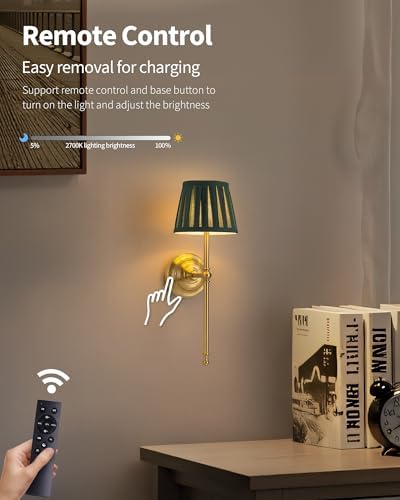 KDG Gold Cordless Wall Sconces Set of 2 - Image 6
