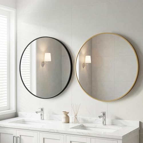 Sweetcrispy 30 in Round Bathroom Wall Mirror, Vanity Mirrors - Image 3