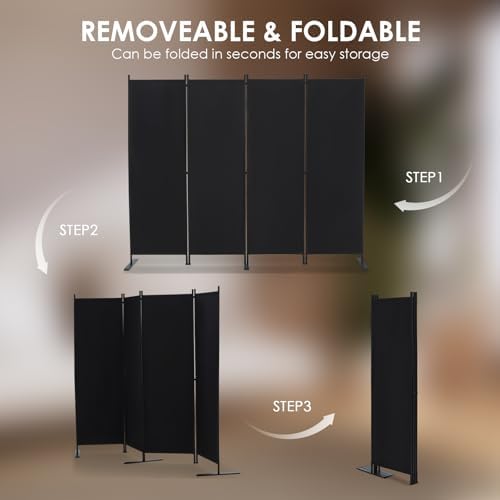 RANTILA 4 Panel Room Divider, 6 FT Folding Privacy Screen - Image 4