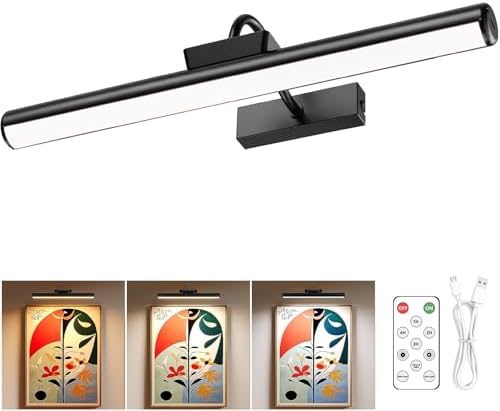 16" Wireless Picture Lights for Wall, Rechargeable Art Light by Skairipa