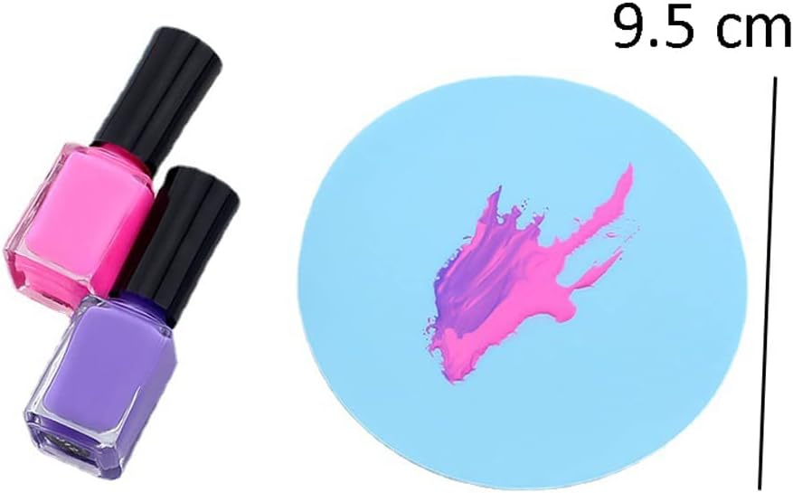 8 Sheets Silicone Round Shape Nail Art Painting Gel Palette Nail Polish Mixing Plate Foundation Lipstick Palette Cosmetic Palette Paint Drawing Color Dish Manicure Nail DIY Tool