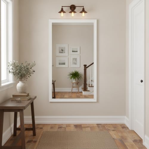 CULER White Wall Mirror for Bathroom, Rectangle 55 x 30 inch Hanging Vanity - Image 2