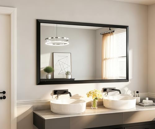 SMIROR 55x30 Matte Black Bathroom Vanity Mirror - Image 6