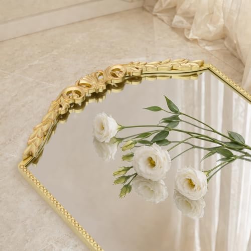 Besdomus Arched Bathroom Mirror: 24"x36" Vintage Rose Gold Wall Mirror - Image 5