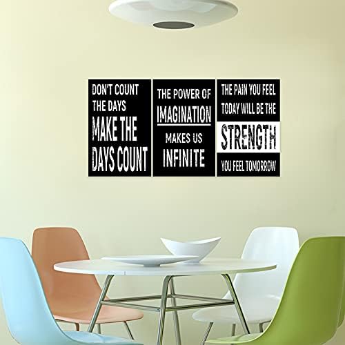 3 Piece Inspirational Wall Art Black Background Sayings Pictures, Quote - Image 2
