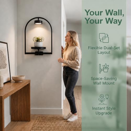 2 Pack Plant Wall Shelf with Grow Light, Wall Mounted Hanging Planter Shelf - Image 4