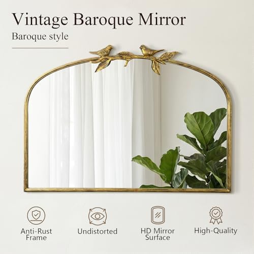 Gold Baroque Vintage Mirror for Vanity 25x36Inch Gold Antique - Image 5