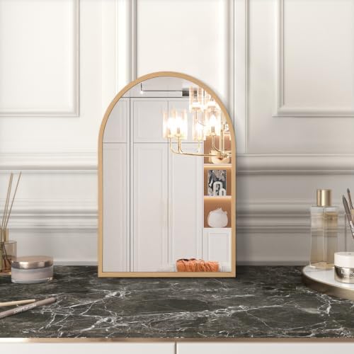 Arched Bathroom Wall Mirror Aluminum Alloy Frame Hanging Vanity Mirror - Image 2