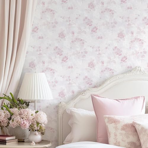 Dimoon 197"x17.3" Pink Wallpaper Floral Contact Paper Peel and Stick Wallpaper by DIYYOURMOON