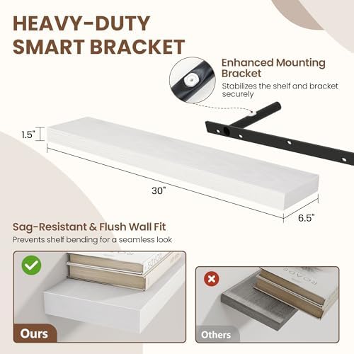 Acovy 30 Inch Floating Shelves for Wall 2 Pack, Wall Mounted Floating Shelf - Image 2
