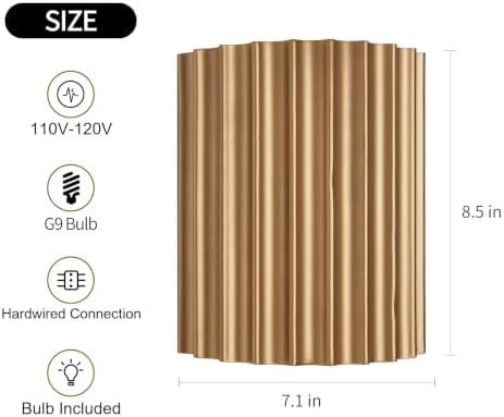 Indoor Hardwired Up and Down Gold Wall Sconce Set of 2 Modern LED 3000K - Image 6