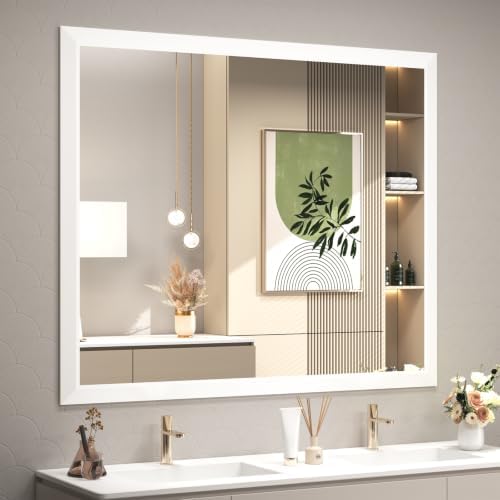 SMIROR 48x40 Matte White Bathroom Vanity Mirror by SMIROR