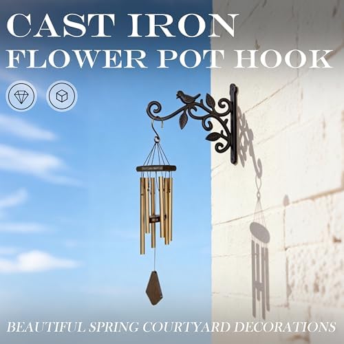 Wrought Iron Plant Hanger, Vintage Bird & Leaf Cast Iron Wall Mounted Plant - Image 5