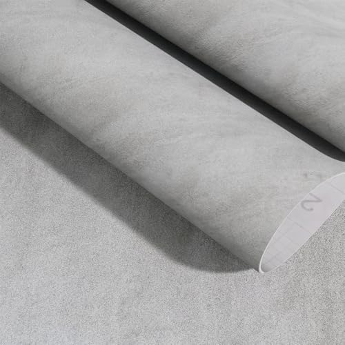 Light Grey Concrete Limewash Wallpaper Peel and Stick 32'' x354'' Muted Gray - Image 3