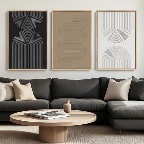 Framed Black and White Neutral Abstract Wall Art by Cuspin