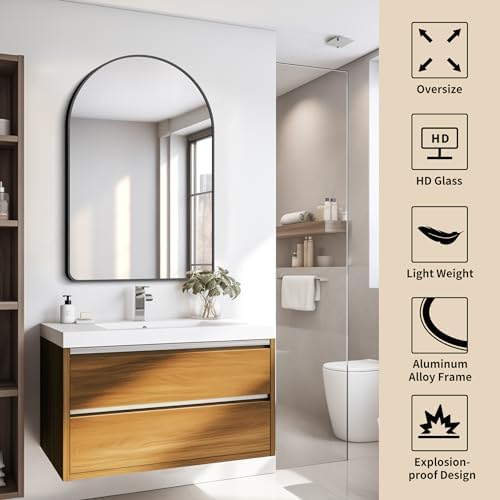 FORBATH Arched Bathroom Mirror 26x38 Inch, Bathroom Mirror Wall Mounted Modern - Image 5
