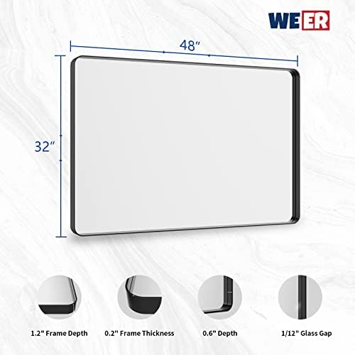 WEER Black Bathroom Vanity Mirror 48X32 Inch - Image 6