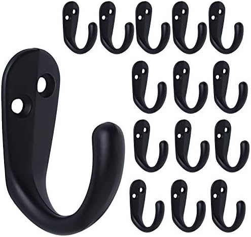 IBosins 15PCS Coat Hooks Wall Mounted Black Single Prong Robe Hook by IBosins
