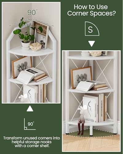 CHOEZON 3-Tier Corner Shelf, Industrial Corner Bookshelf, 35.4" Storage Stand - Image 3