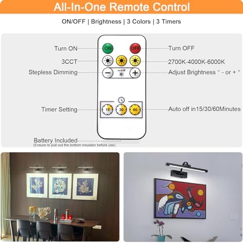 Tassuowell Wireless Battery Operated Picture Light, Rechargeable Wall Light - Image 7
