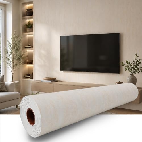 Beige Travertine Peel and Stick Wallpaper, 47.2 x 118 in by Qorqeous-PeelStickShine