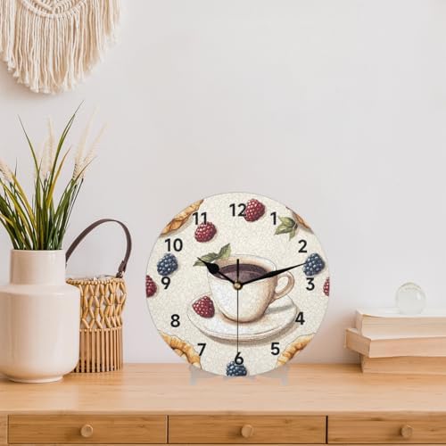 Coffee Wall Clock 9.84 Inch Silent Wall Clocks Battery Operated Non Ticking - Image 2