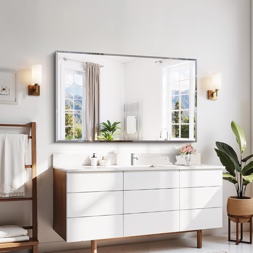 CILIBER Beveled Mirror, 30x48 Large Frameless Bathroom Mirrors - Image 3