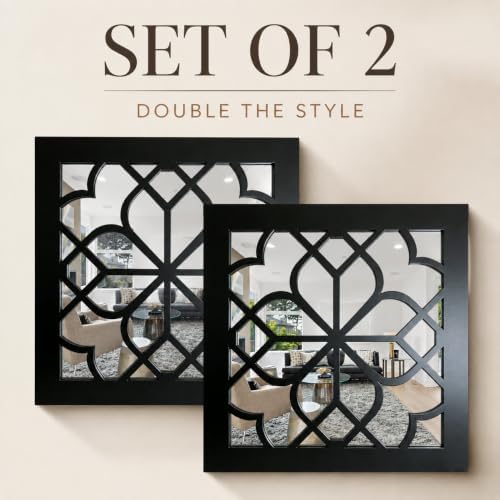 Set of 2 Boho Square Wall Mirrors - Image 5