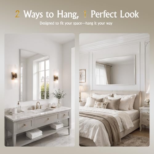 24"x36" Brushed Nickel Mirror Wall Mounted - Image 3