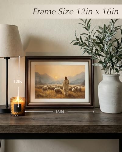 VIYYIEA Christian Wall Art, Vintage Jesus Sheep Canvas Prints 16x12 in - Image 3