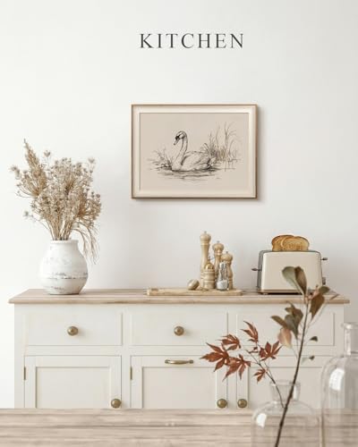 VIYYIEA Framed Elegant Swan Sketch Wall Art - Image 4