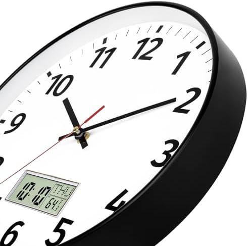 Foxtop 12 Inch Digital and Analog Wall Clock Battery Operated Clock - Image 5